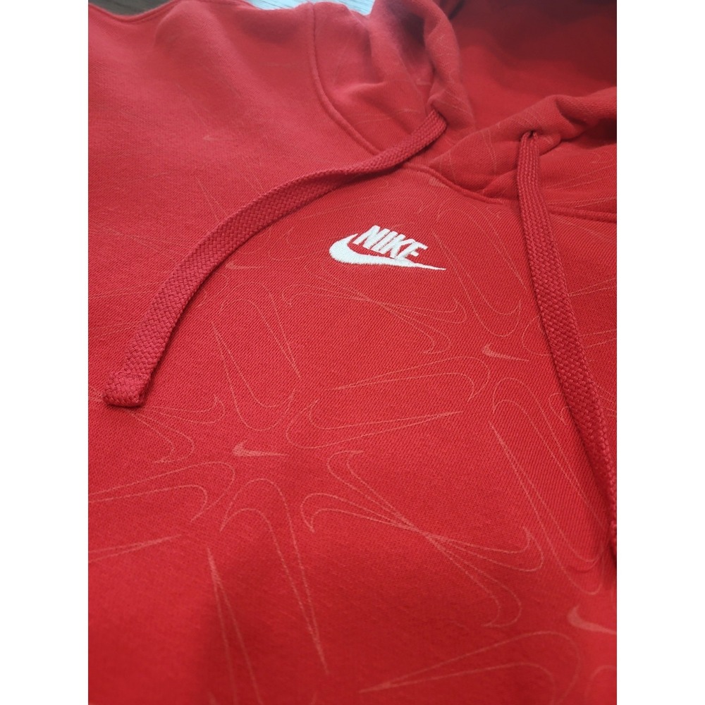 Vintage Nike Center Swoosh Check All Over PRINT Sweatshirt Hoodie Red Size 2XL - Picture 2 of 9